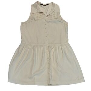 Kensie Sleeveless Dress Button Down Collared Casual Dress Shirt Dress Medium‎